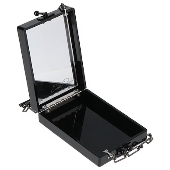 Edie Parker Black Crystal-Embellished Acrylic Clutch
